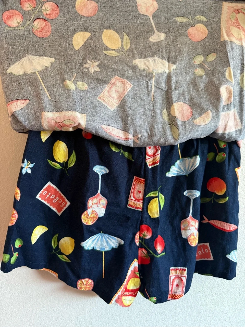 Old Navy Navy Mini Skirt with Bright Fruit & Floral Motif